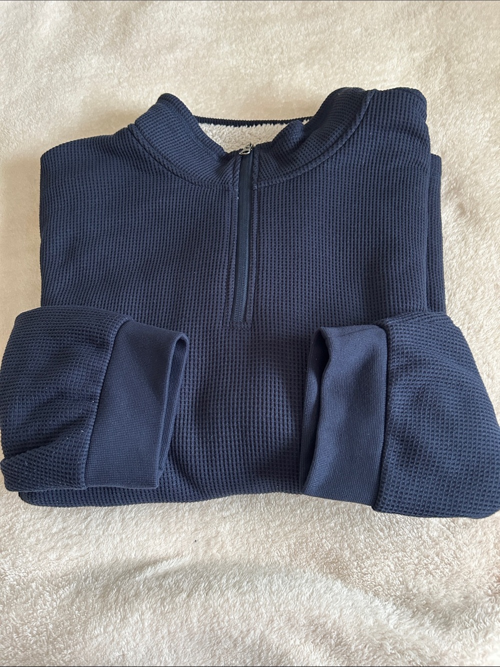 Men's Half-Zip Sherpa-Lined Sweater in Navy